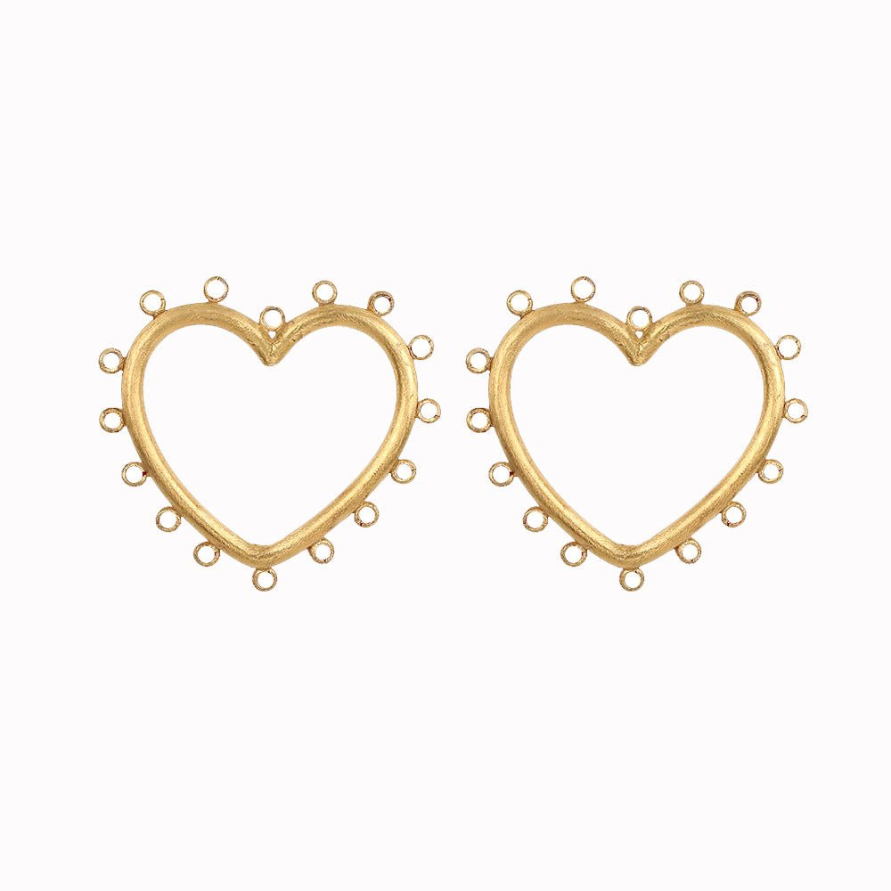 Large Heart Stud Earrings with Colored Gem Stones - Jewelry & Accessories - Earrings | EarReplaceable Jewelry