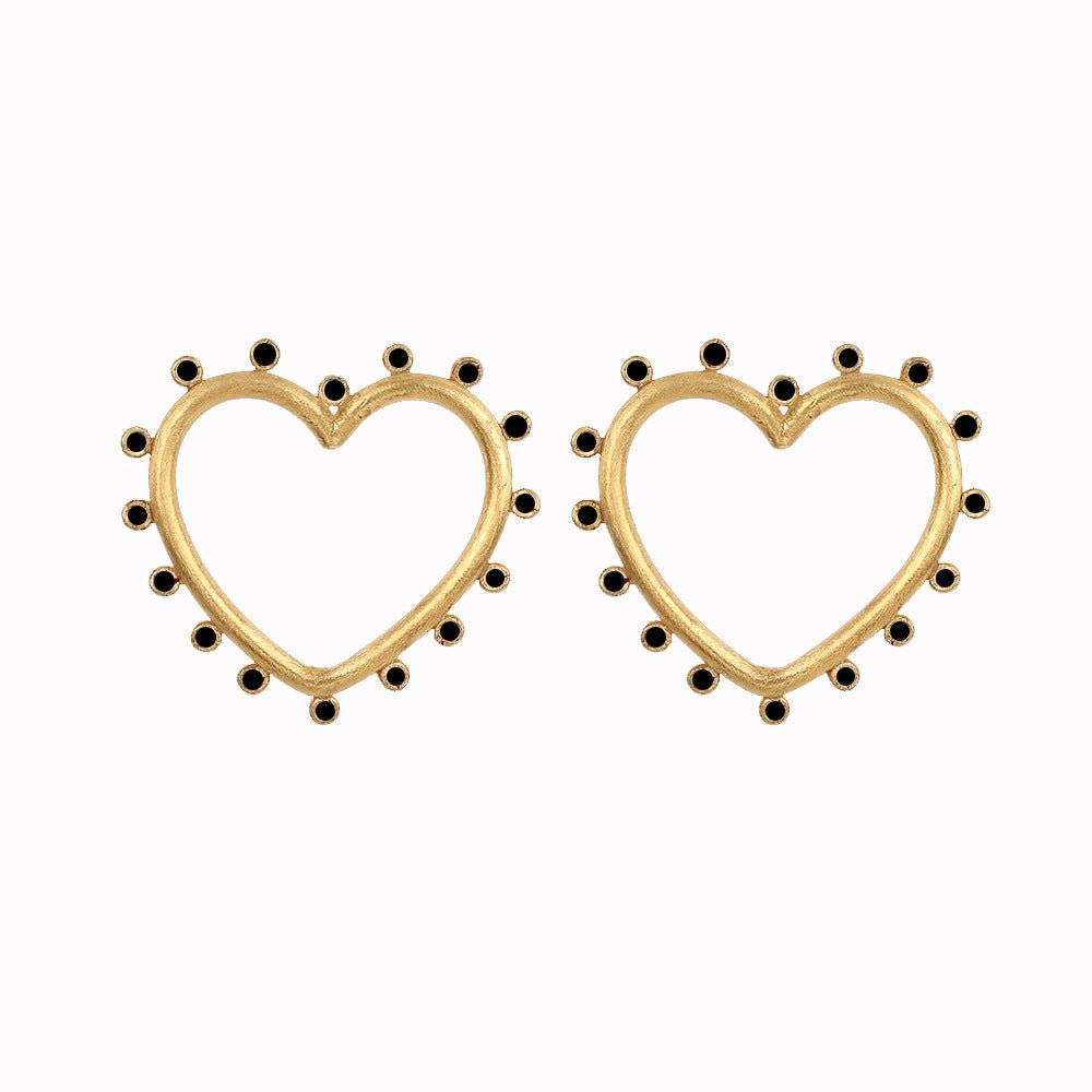 Large Heart Stud Earrings with Colored Gem Stones - Jewelry & Accessories - Earrings | EarReplaceable Jewelry