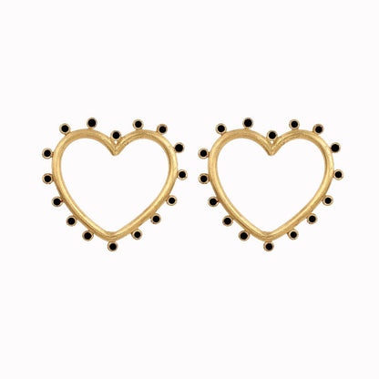 Large Heart Stud Earrings with Colored Gem Stones - Jewelry & Accessories - Earrings | EarReplaceable Jewelry