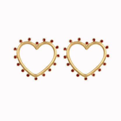 Large Heart Stud Earrings with Colored Gem Stones - Jewelry & Accessories - Earrings | EarReplaceable Jewelry