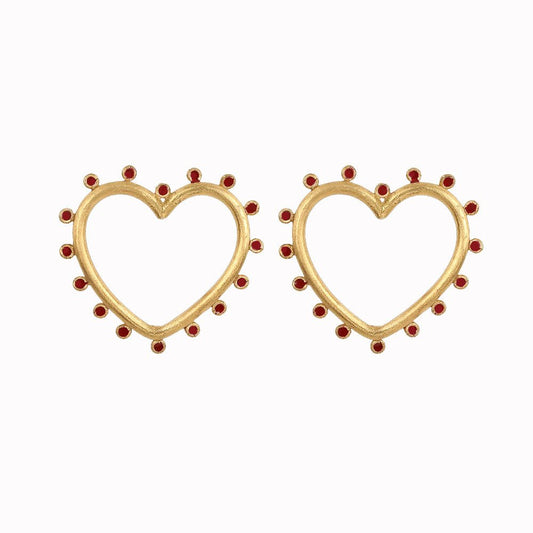 Large Heart Stud Earrings with Colored Gem Stones - Jewelry & Accessories - Earrings | EarReplaceable Jewelry