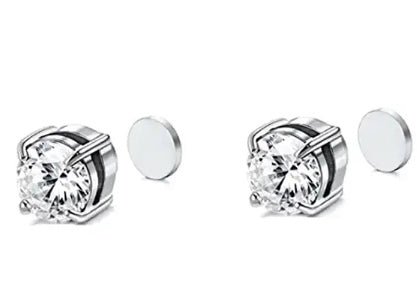 Magnetic Diamond Zircon Stud Earrings - Jewelry & Accessories - Earrings | EarReplaceable Jewelry