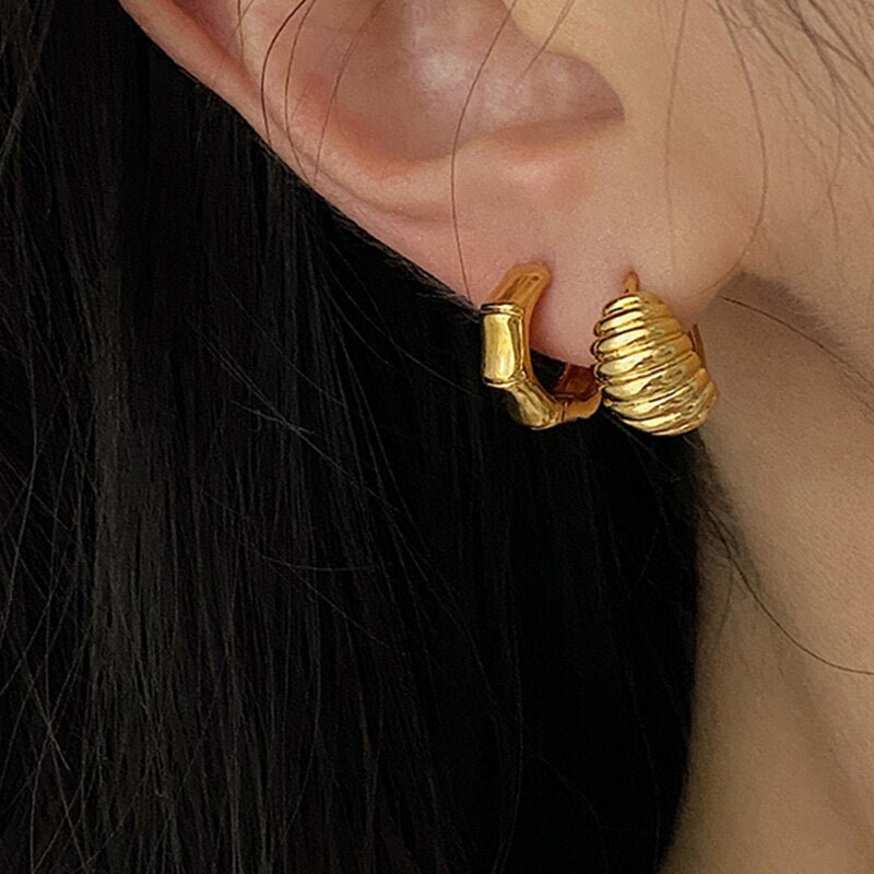 Mini French Croissant Ear Huggies - Jewelry & Accessories - Earrings - Hoop | EarReplaceable Jewelry