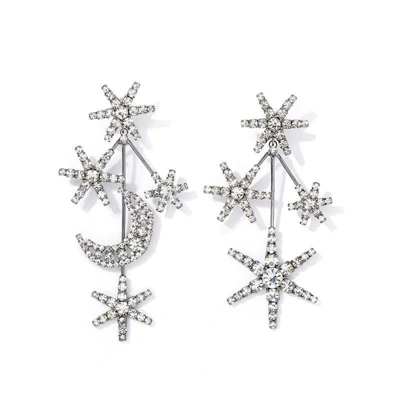 North Star Rhinestone Dangle Earrings - Jewelry & Accessories - Earrings - Drop | EarReplaceable Jewelry