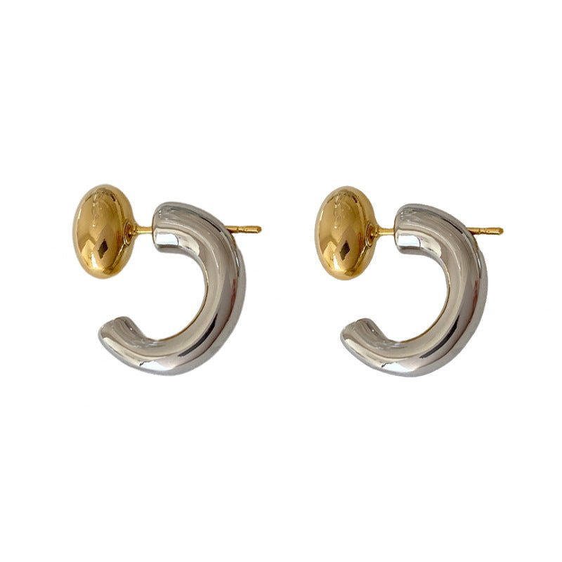 Oval Two Toned Petite Hoop Earrings - Jewelry & Accessories - Earrings | EarReplaceable Jewelry