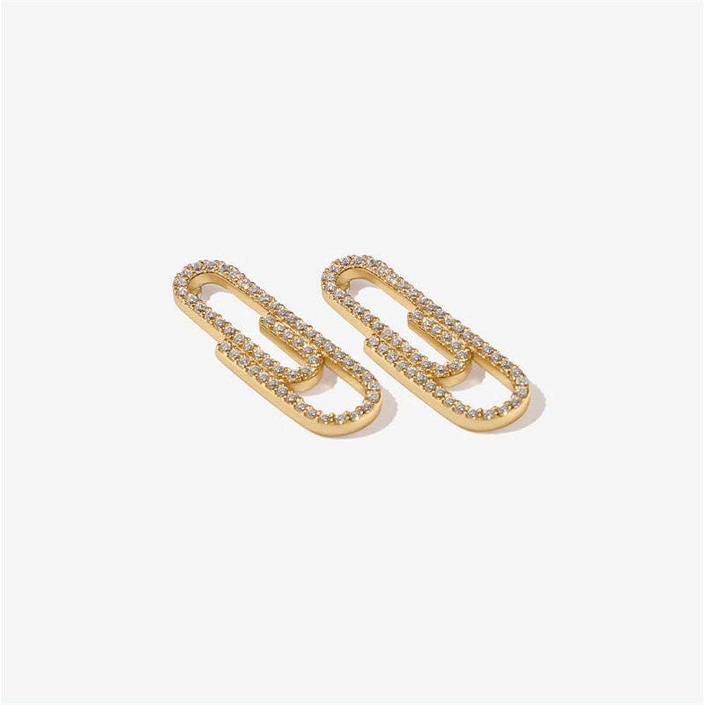 Paperclip Earrings with Pave Diamonds - Jewelry & Accessories - Earrings | EarReplaceable Jewelry