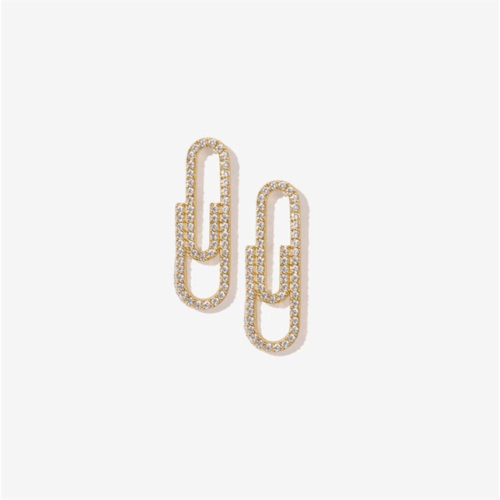 Paperclip Earrings with Pave Diamonds - Jewelry & Accessories - Earrings | EarReplaceable Jewelry