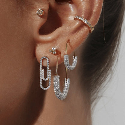 Paperclip Earrings with Pave Diamonds - Jewelry & Accessories - Earrings | EarReplaceable Jewelry