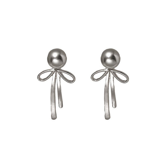 Pearl and Bow Backdrop Earrings - Jewelry & Accessories - Earrings | EarReplaceable Jewelry