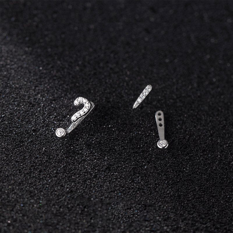 Punctuation Symbols !? | Silver Stud Earrings - Mixed Signals | EarReplaceable Jewelry