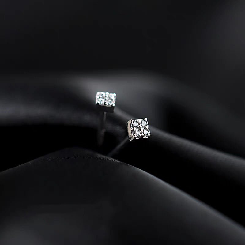 Quartered Square Mini CZ Ear Studs - jewelry - Earring Studs | EarReplaceable Jewelry