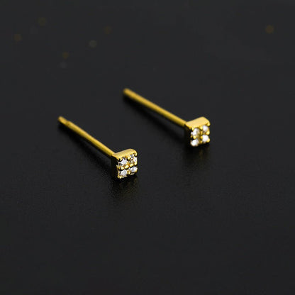 Quartered Square Mini CZ Ear Studs - jewelry - Earring Studs | EarReplaceable Jewelry