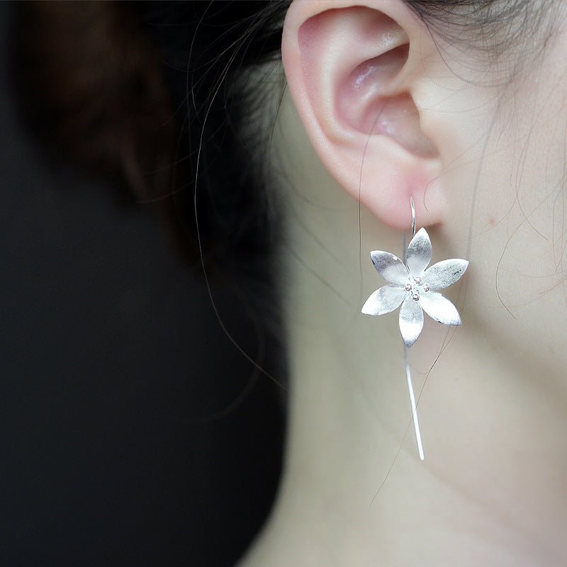 Silver Lotus Flower Earrings - Jewelry & Accessories - Earrings - Drop | EarReplaceable Jewelry