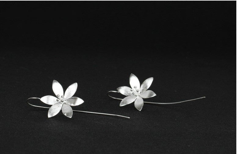 Silver Lotus Flower Earrings - Jewelry & Accessories - Earrings - Drop | EarReplaceable Jewelry