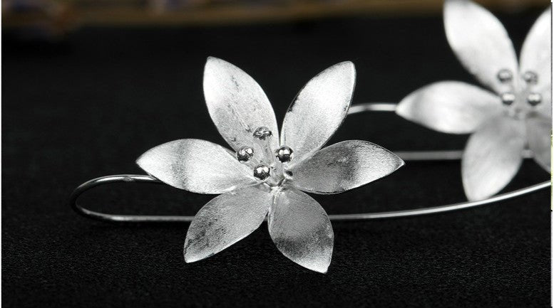 Silver Lotus Flower Earrings - Jewelry & Accessories - Earrings - Drop | EarReplaceable Jewelry