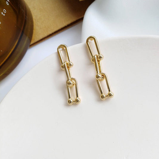 Small U - shaped Gold Chain Earrings - Jewelry & Accessories - Earrings | EarReplaceable Jewelry