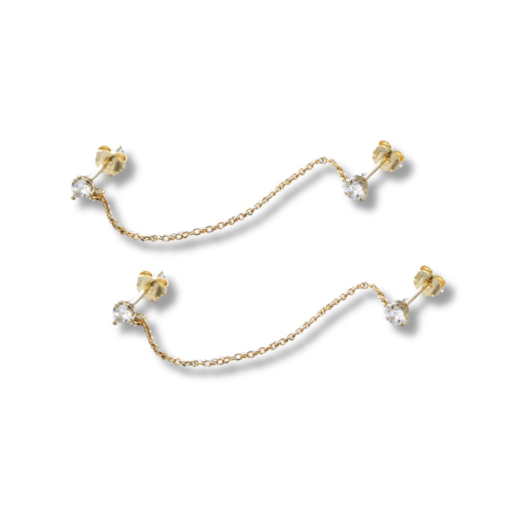 Snake Bitten Double Stud and Chain Earrings - Jewelry & Accessories - Earrings | EarReplaceable Jewelry