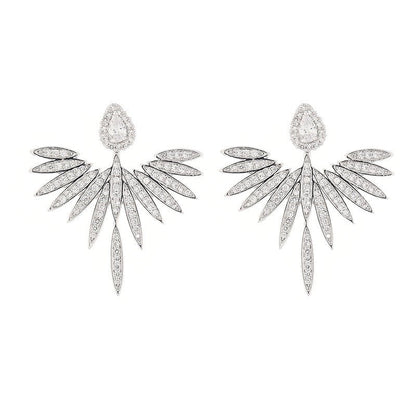 Tear Drop Zircon Stud Earrings with Adjustable Angel Wing backplates - Jewelry & Accessories - Earrings - Drop