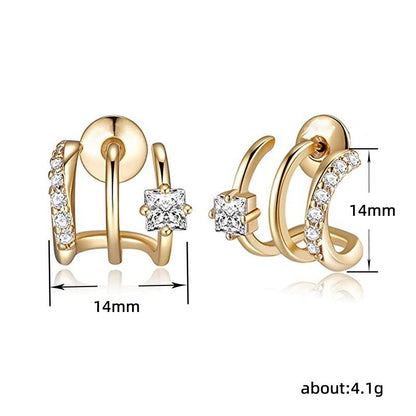 Triple Dip CZ and Gold Hoop Single Piercing Earrings - jewelry - Earring Studs | EarReplaceable Jewelry