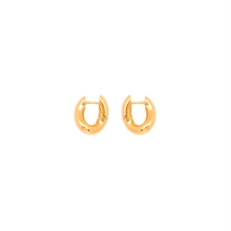 True Gold Chunky Oval Hoop Earrings | Exaggerated Oval Huggies - Jewelry & Accessories - Earrings - Huggies | EarReplaceable