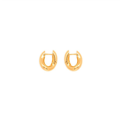 True Gold Chunky Oval Hoop Earrings | Exaggerated Oval Huggies - Jewelry & Accessories - Earrings - Huggies | EarReplaceable