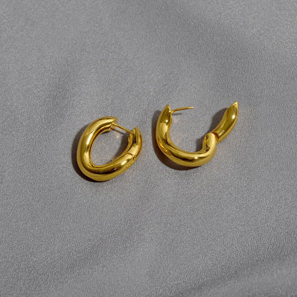 Chunky Oval Hoop Earrings | Exaggerated Oval Huggies - Jewelry & Accessories - Earrings - Hoops | EarReplaceable