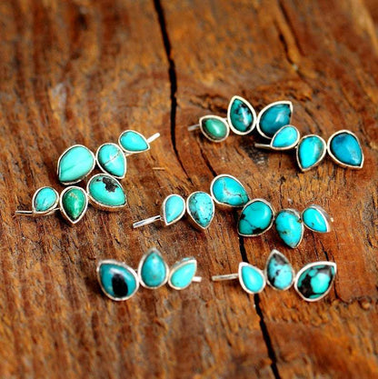 Turquoise and Silver Ear Climbers - Jewelry & Accessories - Earrings | EarReplaceable Jewelry