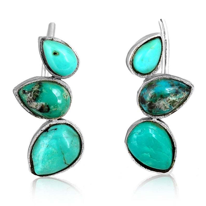 Turquoise and Silver Ear Climbers - Jewelry & Accessories - Earrings | EarReplaceable Jewelry