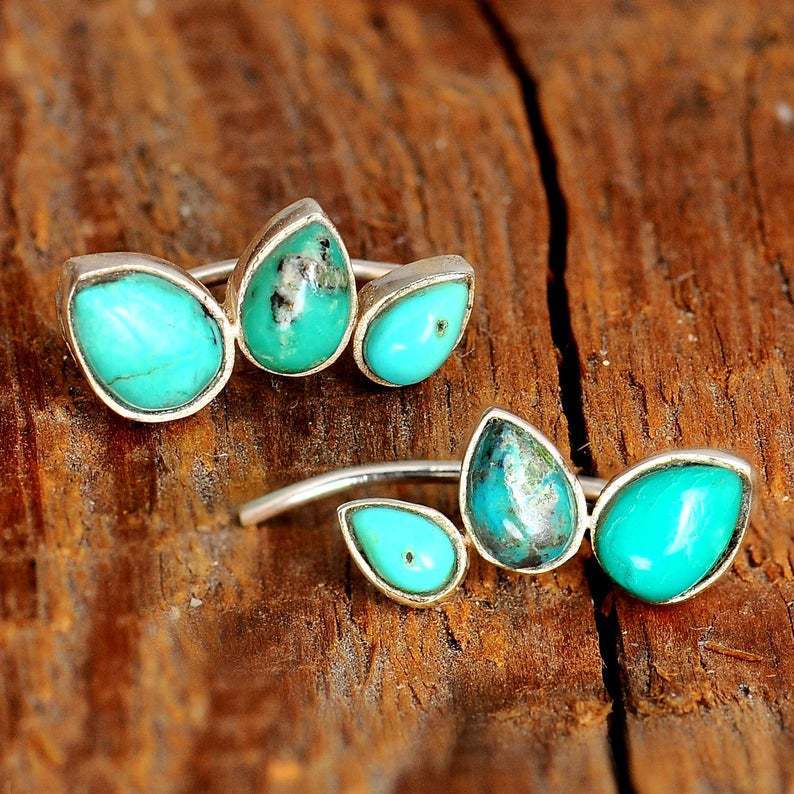 Turquoise and Silver Ear Climbers - Jewelry & Accessories - Earrings | EarReplaceable Jewelry