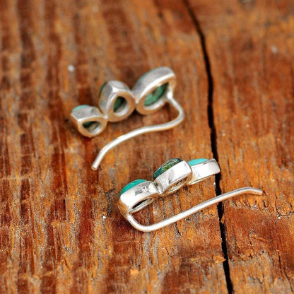 Turquoise and Silver Ear Climbers - Jewelry & Accessories - Earrings | EarReplaceable Jewelry