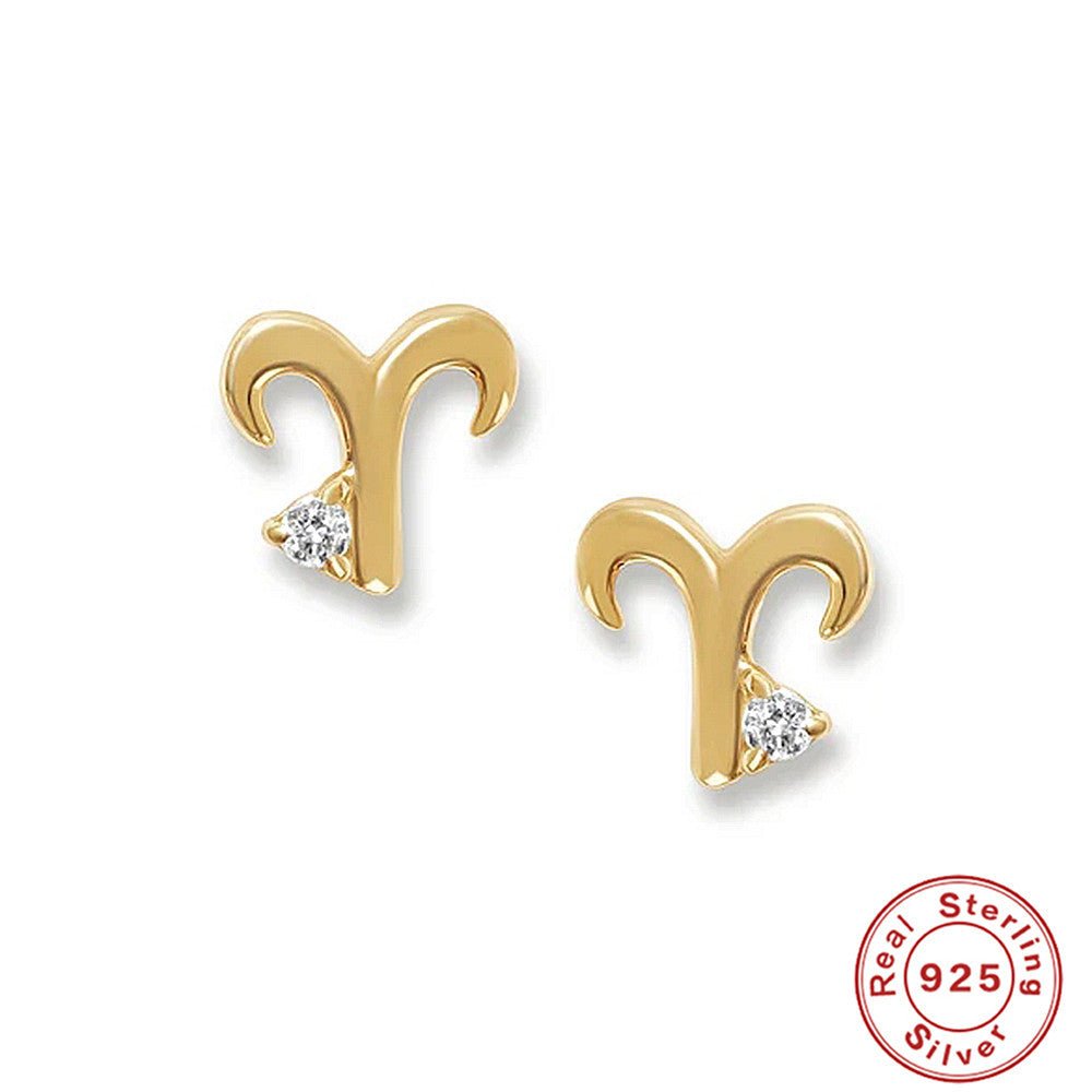 Twelve Constellation S925 Sterling and Diamond Stud Earrings - jewelry - Earring Studs | EarReplaceable Jewelry