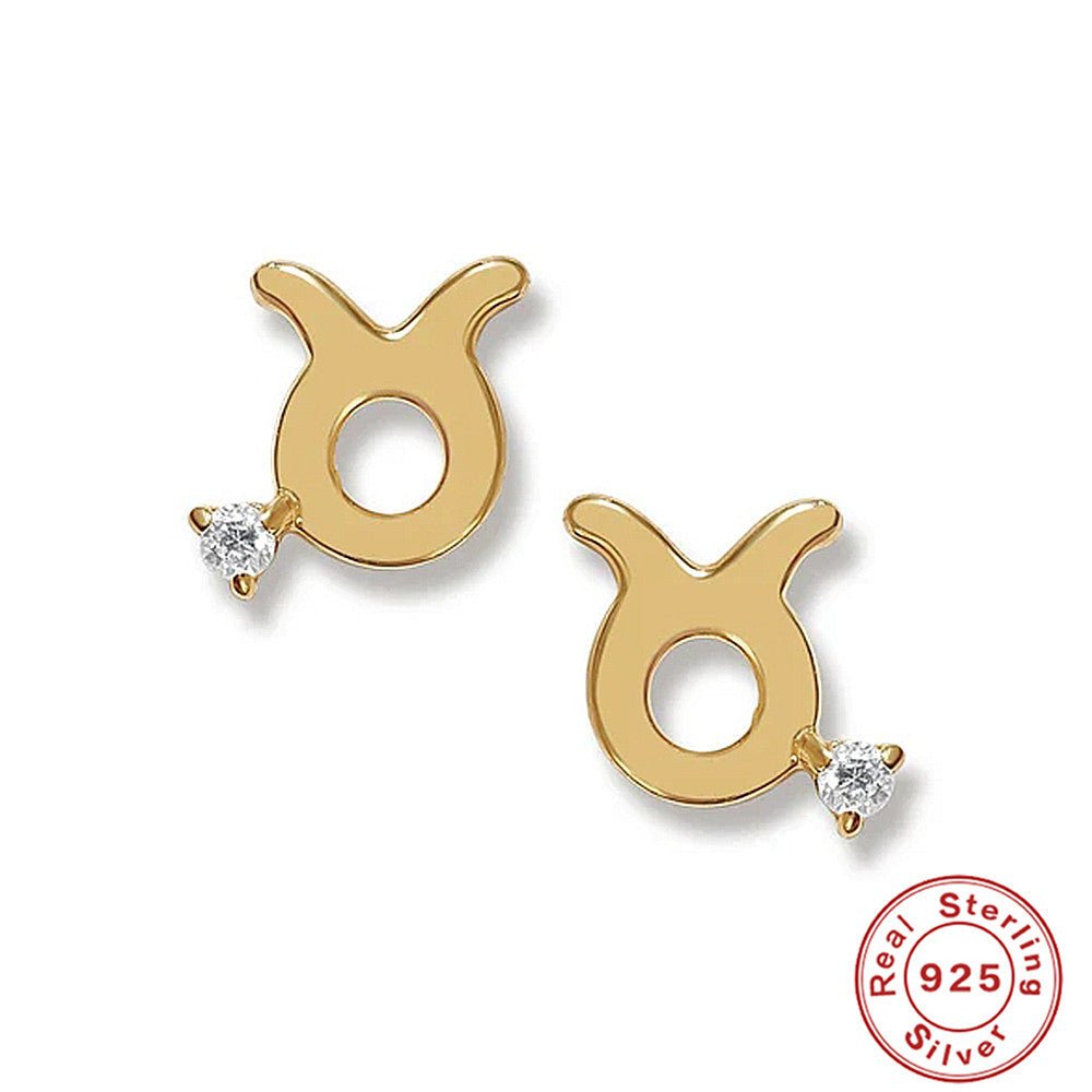 Twelve Constellation S925 Sterling and Diamond Stud Earrings - jewelry - Earring Studs | EarReplaceable Jewelry