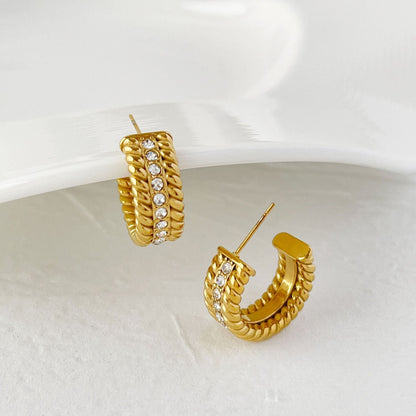 Twist of fate Gold Plated and Diamond Hoop Earrings - Jewelry & Accessories - Earrings | EarReplaceable Jewelry