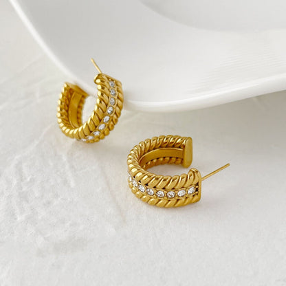 Twist of fate Gold Plated and Diamond Hoop Earrings - Jewelry & Accessories - Earrings | EarReplaceable Jewelry