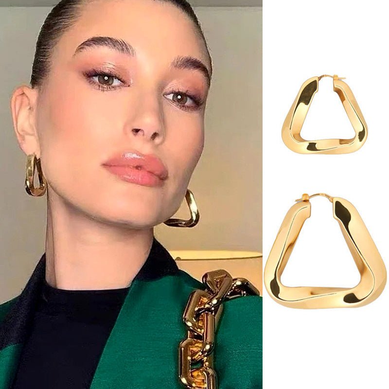 Twisted Triangular Hoop Earring in Two Sizes - Jewelry & Accessories - Earrings | EarReplaceable Jewelry