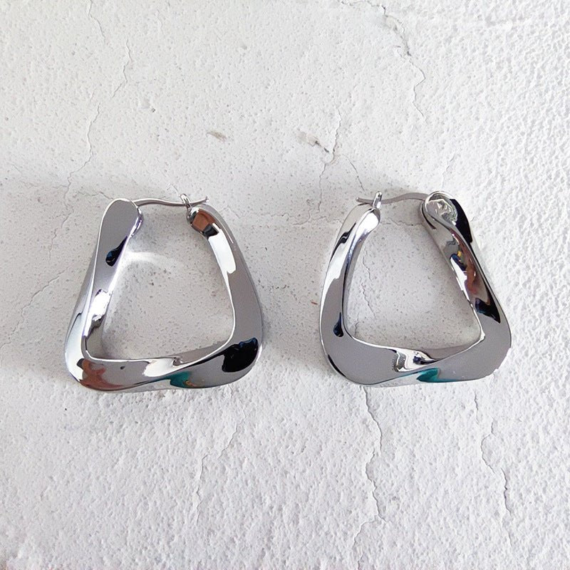 Twisted Triangular Hoop Earring in Two Sizes - Jewelry & Accessories - Earrings | EarReplaceable Jewelry