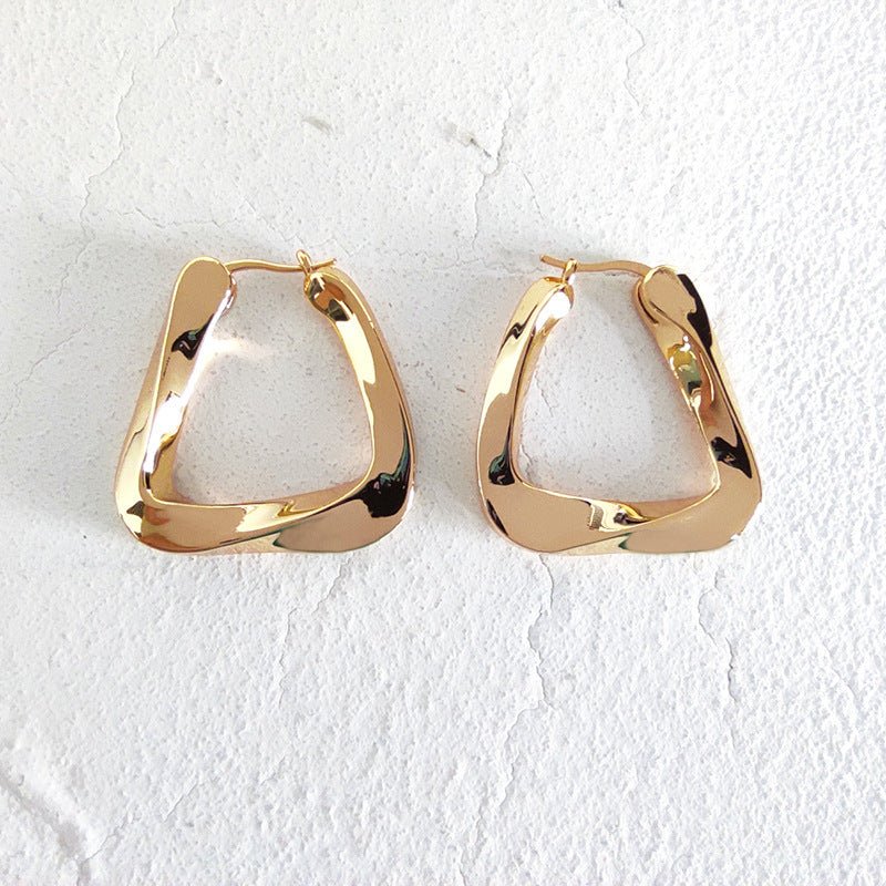 Twisted Triangular Hoop Earring in Two Sizes - Jewelry & Accessories - Earrings | EarReplaceable Jewelry