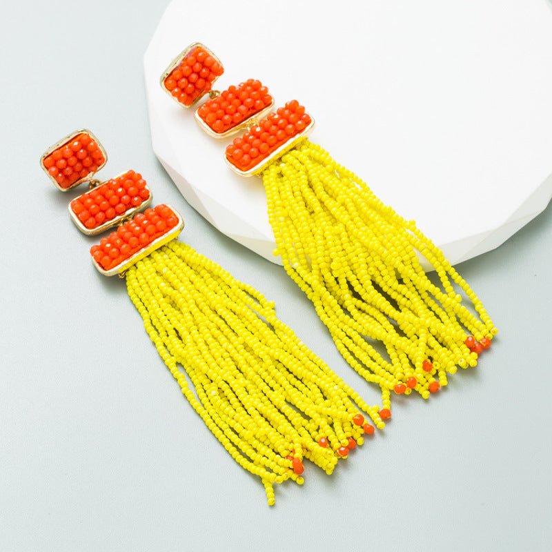 Vibrant Rice Bead Dangle Earrings - Jewelry & Accessories - Earrings - Drop | EarReplaceable Jewelry