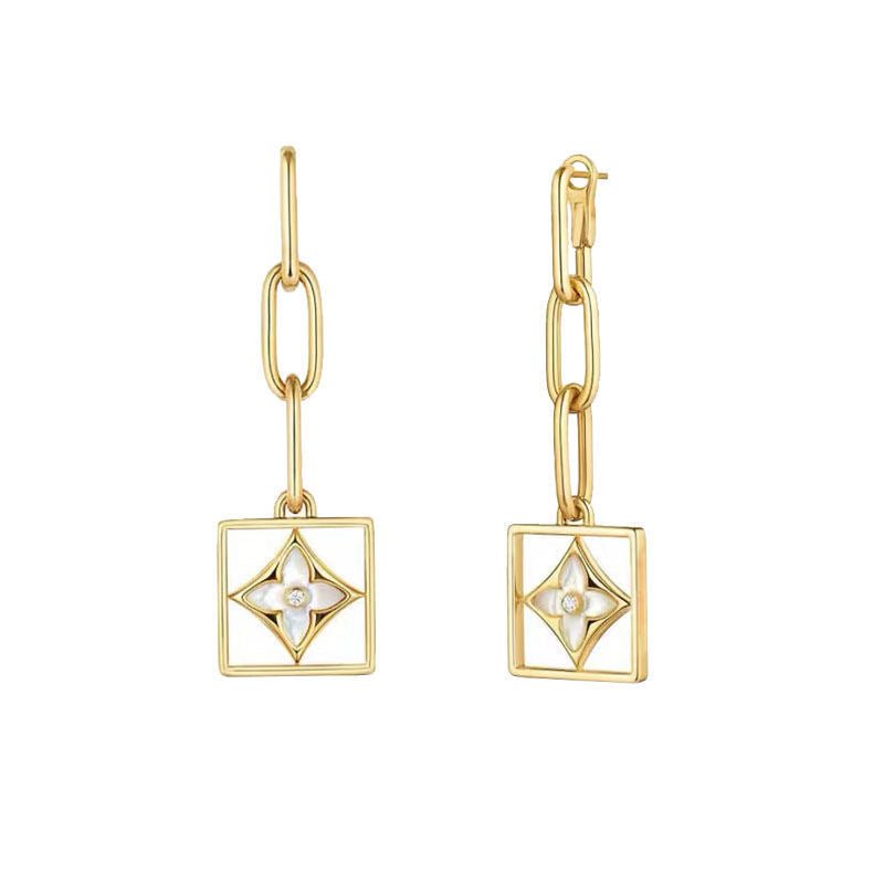 Vintage Style Flower and Chain Gold Drop Earrings - Jewelry & Accessories - Earrings - Drop | EarReplaceable Jewelry